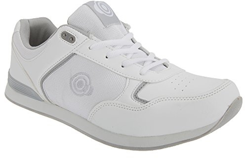 Dek JACK Lace Up Original Padded Bowling Trainer Shoes - White/Grey PU/Textile, Mens UK 10 / EU 44