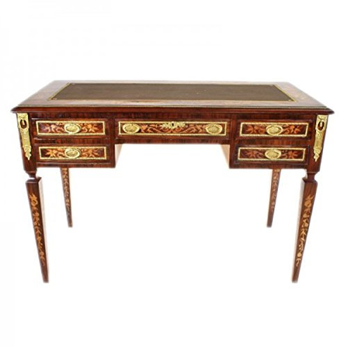 Casa Padrino Empire Schreibtisch Mahagoni Intarsien/Gold - Barock Sekretär Luxus Möbel