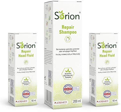 Sorion Kopfpflege Set - 1 x Repair Shampoo und 2 x Head Fluid für chronisch gereizte und schuppige Kopfhaut (1 x 200 ml und 2 x 50 ml)