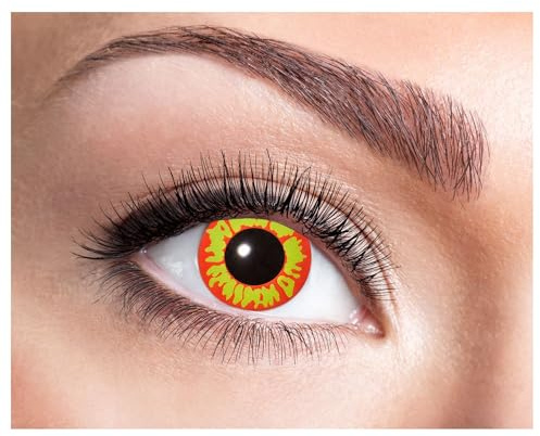Eyecatcher 84095241-w09 - Lentilles de contact colorées, 1 paire, Lentille hebdomadaire, sans amidon, Rouge, Jaune, Carnaval, Halloween, sans correction