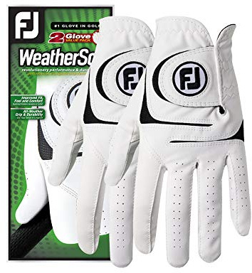 Footjoy WeatherSof Lot de 2 Gants de Golf pour Homme Blanc Taille M