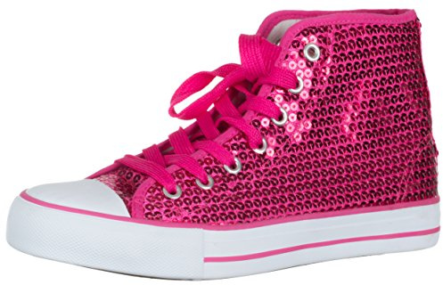 Brandsseller Sneaker da Donna con Paillettes – Scarpe Stringate con Glitter, comode e alla Moda, Ideali per Tutti i Giorni e Le Feste – Pink
