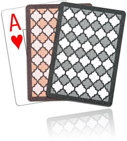 Teskyer 2 Pack Plastic Waterproof Playing Cards, Large Print Index Poker Cards, Decks of Cards for Card Games
