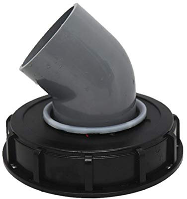 IBC Tapa filtro de agua de lluvia 1000 litros IBC barril, accesorio para barril con cubierta de plástico con orificio de ventilación (negro / 165 mm / 45°)