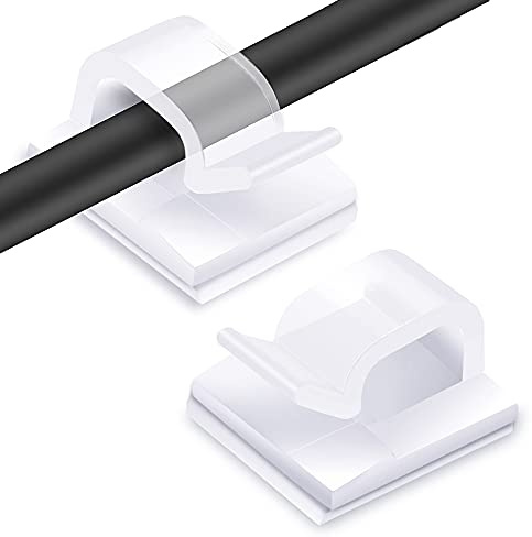 RYCHUI 120 Stück Kabelhalter, Outdoor Kabel Clips Kabelführung Organizer Kabelclips Selbstklebend Kabelklemmen Kabelmanagement Haken Draht Halter für Kabelbefestigung Lichterkette - Transparent