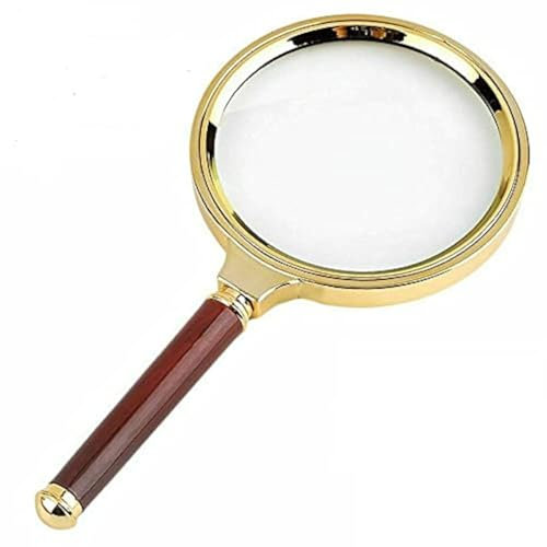 Multibao 60mm Handheld Magnifier, Wooden Handle 15x Magnifying Glass for Home Learning, Reading, Fault Finding, Repair - Antique Magnifying Lens