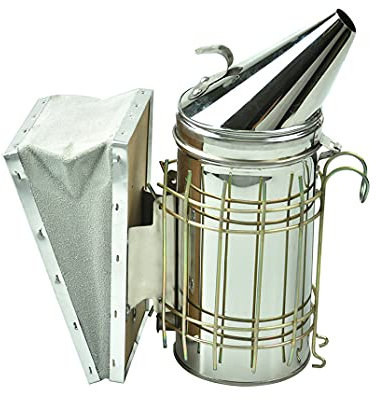 MEETOZ Bienenstock-Räucher Edelstahl 30,5 cm Smoker mit Hitzeschild Schutz Imkereibedarf Imkerei Ausrüstung Imker Smoker mit Aufbewahrungsbox an der Seite