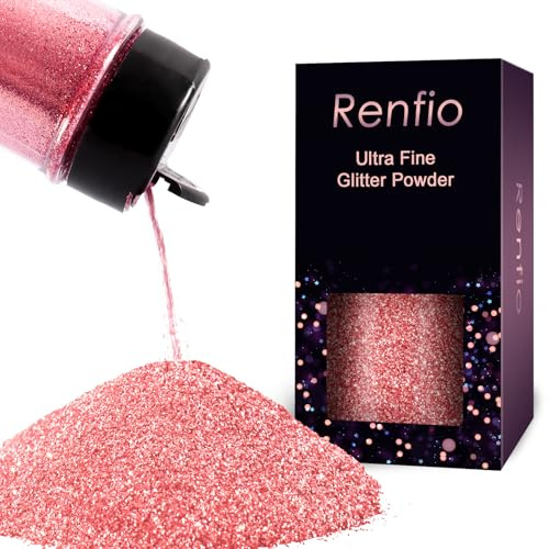 Renfio Ultra Fine Glitter Powder Metallic Resin Glitter 2.11 Oz (60g) | Flakes Crafts Sequins Epoxy Chips Flake for Tumblers Slime Painting Arts Nail Holiday Decoration - Carmine