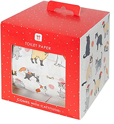 Talking Tables Toilettenpapier mit Katzenmotiv, lustiges Badezimmer-Accessoire, Geschenke für Weihnachten, BC-PET-T-ROLL-CAT, Rot, Einheitsgröße