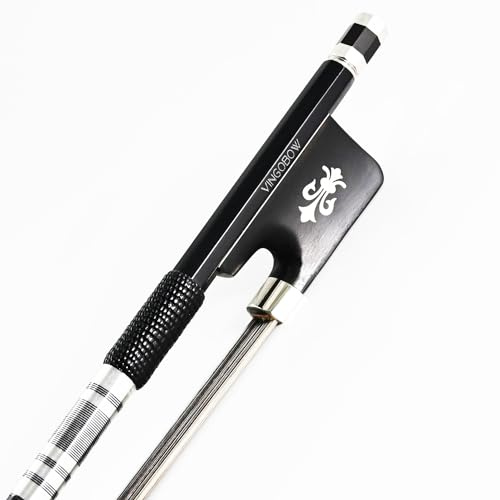 Vingobow 4/4 Full Size Cello Bow Advanced Carbon fiber Bow with Black Hair and White Hair Mixed Unique Design