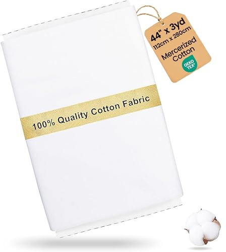 Craftido Tessuto 100% Cotone Oeko-Tex al metro, 112cm Largo x 280cm Extra Lungo - Peso Medio 145g - per Quilting, Cucito, Sartoria, Biancheria da letto, Fodere, Arti e Mestieri - White
