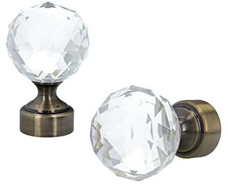 Sento Metall Gardinenstangen Zubehör für Ø 19 mm, Endstücke Carla, Messing Antik, 2x