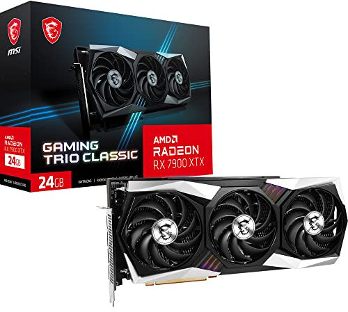 MSI Radeon RX 7900 XTX Gaming Trio Classic 24G Grafikkarte - RX 7900 XTX GPU, 24GB GDDR6 (20Gbits/384 bit), PCIe 4.0 - TRI FROZR 2 (3X TORX Fan 4.0), RGB - HDMI 2.1, DisplayPort 2.1