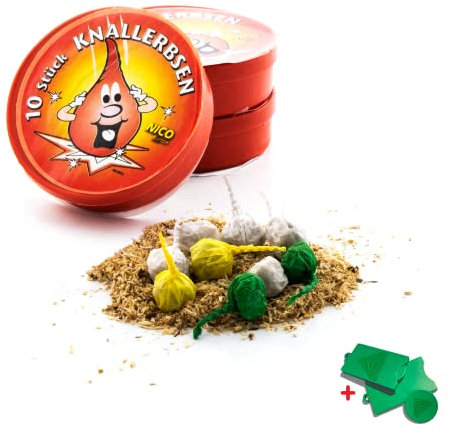 AKTIVHANDEL Knallerbsen 300 Stück, 30x10 Stück, Knaller für Kinder Knallerbsen Kinderfeuerwerk, Kat F1 Feuerwerk inkl. Einkaufswagenchip