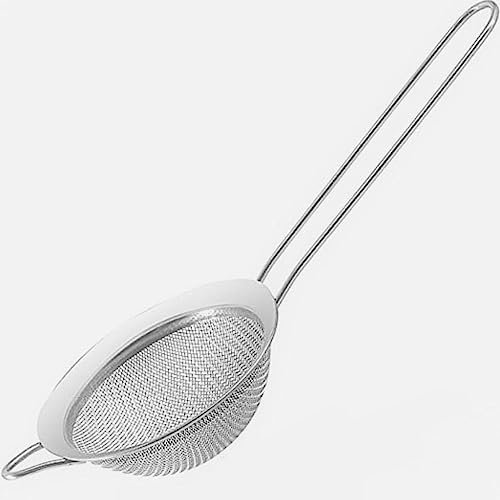 AHASON'S Fine Mesh Strainer Stainless Steel Fine Mesh Sieve 8cm with Long Handle, Rust Free Strainers and No Sharp Edges Size (8cm, Stainless Steel)