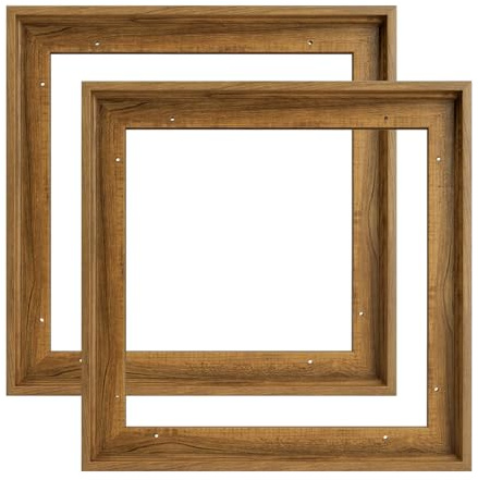 FOLKOR Canvas Frame for 20x20 Oil Paintings, 2 Pack Square Floating Frames for Stretched Canvas Pictures Prints Paint by Numbers, Floater Art Frame for Home Office Living Room Wall Decor (Dark Brown)