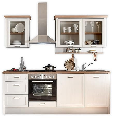 Stella Trading Jasmin Moderna electrodomésticos en Pino Claro, Aspecto de Roble Artesano-Amplia Cocina Equipada en Estilo rústico, Madera de ingeniería Metal, Küchenzeile