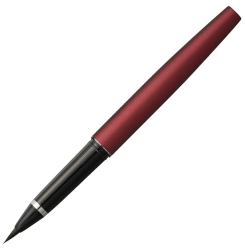 Kuretake MANNEN MOUHITSU (No.13) Refillable fude brush marker pens with Spare Ink Cartridge, Red body, Flexible Tip for kanji, lettering, calligraphy, Art Drawing, Made in japan