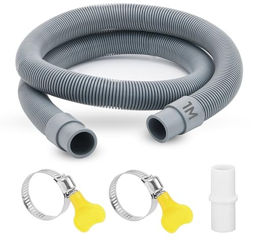 Rallonge Tuyau Vidange Universelle - 1M/2M Pour Machines à Laver et Lavage-vaisselle Avec Raccord de Tuyau et Colliers de Serrage 20 mm
