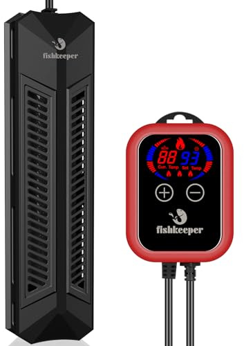 fishkeeper Aquarium Heater, 800 W Adjustable Fish Tank Heater with Digital Display Controller, Submersible Water Heater with Thermostat Over-Temperature Protection for Saltwater Freshwater 80-220 Gal