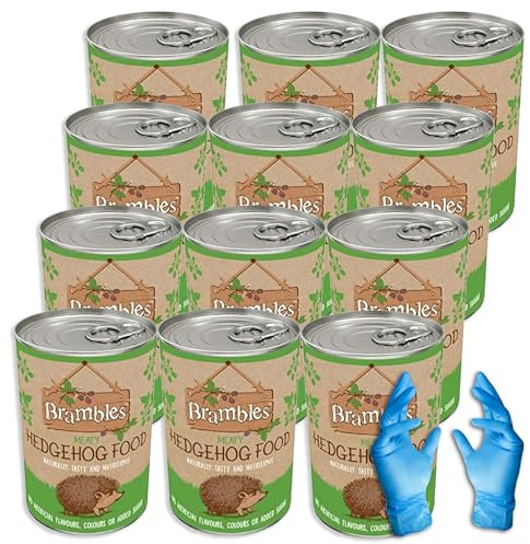 Brambles Meaty Hedgehog Food - Also Suitable for Wild Badgers and Foxes -Balanced Nutritious & Naturally Tasty Food 400g with Kasabona Blue Vinyl Gloves