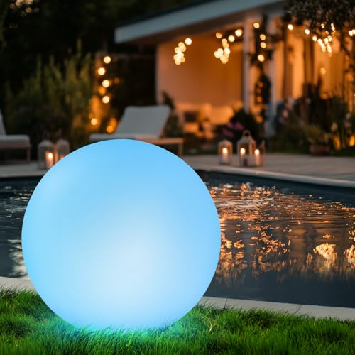 RGB Lampada Sfera Giardino, Luminosa Da Giardino 30 CM/12 Inch Sfera, Luci Solari Esterno IP65 Impermeabili, 1200mAh Lampada Solari Dimmerabili Per Esterni, Luci Piscina, Balcone, Decorazione Stanza