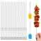 Kebab Skewers Metal, 24 Pcs Metal Skewers 30CM, BBQ Kebab Rack, Stainless Steel BBQ Grilling Skewers, Flat Reusable Barbecue Shish Kebab Stick for Outdoor Barbecues, Family Gatherings