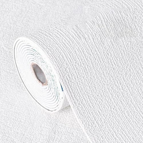 UTTASU Rouleau de papier peint imperméable 50 x 300 cm, insonorisant, isolation thermique, autocollant mural, ne se décolore pas, décoration résistante à l'humidité pour la maison et le bureau (blanc)