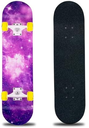 Skateboard, 31 x 8 Zoll komplettes Skateboard,8-lagiges Ahornholz, ABEC-11 Kugellager und 95A Rollen,Standard-Skateboards für Kinder, Jugendliche, Erwachsene, Anfänger (Sky-ZS)