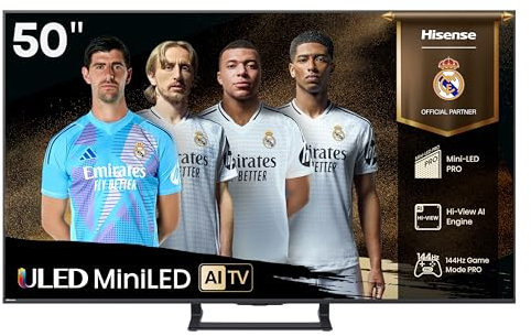 Hisense 50E8Q - Mini LED Smart TV, Quantum Dot, 144Hz, Subwoofer Integrado, Dolby Vision IQ & Dolby Atmos, Full Array Local Dimming, Procesador Hi-View Engine