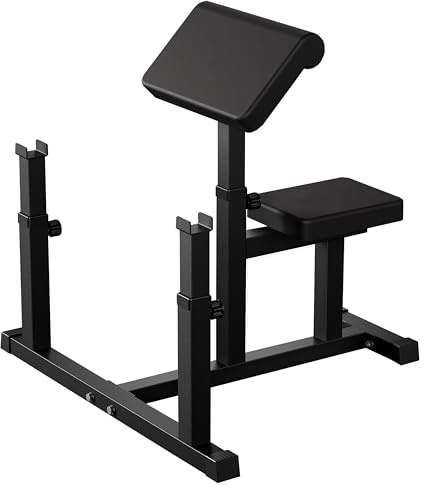 AOWINNOX Banco de Fitness Negro Ajustable para Preacher Curl de Brazos, Máquina de Curl de Bíceps y Tríceps, Estación de Pesas Aislada para Entrenamiento de Fuerza Sentado para Gimnasio en Casa