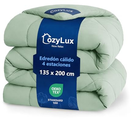 CozyLux Piumino Letto Singolo 135x200 cm per 4 Stagioni, Piumone in Microfibra 300 g/m², Trapunta Invernale 135 x 200, Morbido, Caldo e Traspirante, Lavabile in Lavatrice, 200x135, Verde
