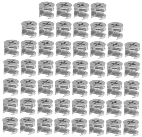 WOONEKY 50pcs Eccentric Screw Furniture Connection Kit Zinc Alloy Hardware Fittings for Bed Frame Wardrobe Assembly Furniture Hardware Parts