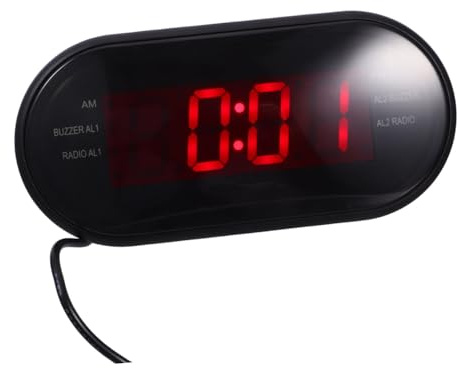 Homoyoyo Radio-réveil Numérique Écran Incurvé Multi-Fonctions avec Projection Heure Rouge, Double Alarme, Minuterie Arrêt Et Fonction Snooze, pour Chambre Et Bureau, Design Moderne Et Pratique