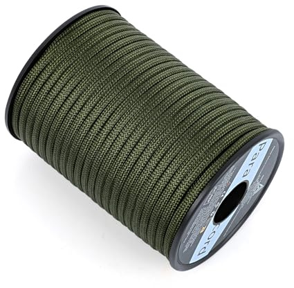 AiQInu Paracord 4mm, 30m Paracord 550 Nylon Corde Paracadutismo 9 Fili Rope, Corda Nylon 250kg Portata, Cordino Resistente per Escursionismo, Campeggio e Fai da Te, Verde Militare