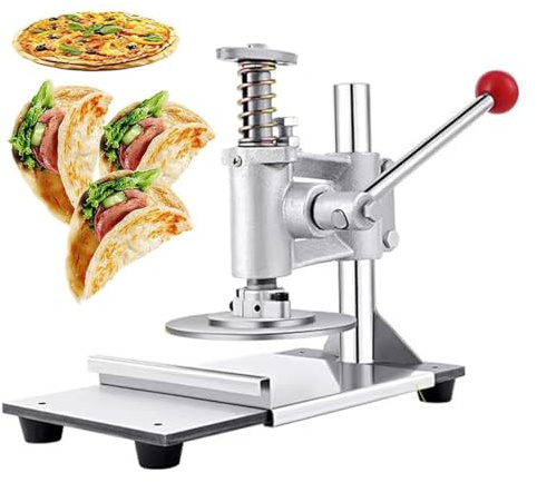 Pressa per impasto per pizza, manuale, in acciaio inox, spessore regolabile, per tortilla e pasticceria, per uso domestico o commerciale, 12 cm