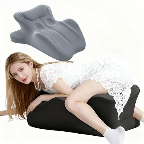 MOLERFO Ergonomic 27° Memory Foam Wedge Pillow for Back and Shoulder Support, Reduces Arm Pressure, Comfortable Support Cushion for Lounging, Reading, Watching TV, and Relaxation (Black) (Grey)