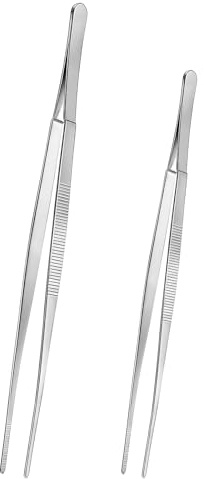 2 Stück Kochpinzette Küchenpinzette Edelstahl 25 cm und 30 cm Lange Kochzange Grillpinzette Professionelle Küchenwerkzeuge von Fleisch Kochen Backen Dekorieren