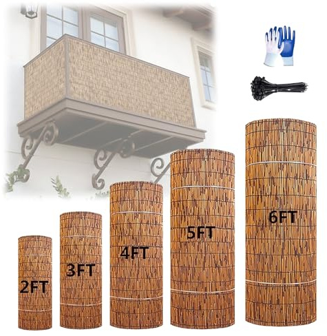 Arellas in Bambù Arrotolabile, Recinzione Frangivistas per Balcone e Giardino, Canniccio Ombreggiante per Privacy Esterno, Stuoia in Canna per Terrazza, Divisorio 30-200cm(Marrone,60x260cm)