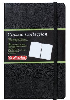herlitz my.book Classic Collection Notizbuch A6 Lederoptik, blanko, Cover Schwarz, Papier creme, 96 Blatt, 80g/m², mit Stiftlasche und Leseband