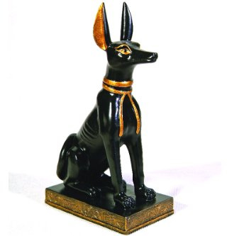 Gold and Black Color Egyptian Anubis Dog Sitting Figurine Statue