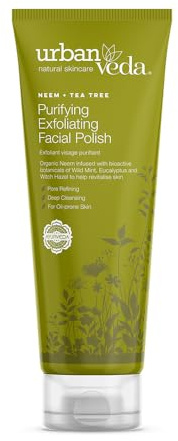 Urban Veda Purifying Face Scrub for Acne Treatment | Oily Skin Face Scrub with Tea Tree | Blackhead Remover with Neem | Removes Dead Skin with Bamboo | Hydrating FaceScrub For Women and Men | 125 ml