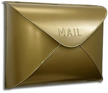 NACH Wall Mount Mailboxes, 12.5 x 10 x 5 inch Gold Finish Wall Mailboxes for Outside, Waterproof Mailboxes for Outside - Envelope Mailbox