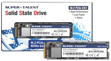 Super Talent FPI1TBMWR7 Internal SSD 1TB PCIe Gen3x4 NVMe M.2 Maximum 3,000 MB/s