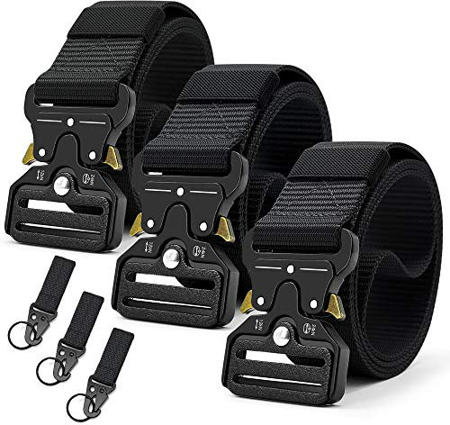 DOOPAI Taktischer Gürtel Herren 3er,MilitärGürtel Herren Taktischer, Outdoor Gürtel für Männer Schwarz