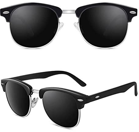 CGID Sonnenbrille-Herren-Damen-Polarisiert-Halbrahmen-Unisex Klassische Ultraleicht UV400-Schutz Brille CAT3 CE Fahren Reisen