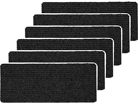 Astra Fußmatte innen anthrazit Schmutzfangmatte rutschfest – Stufenmatten 25x60 cm 6er Set Treppenmatten wasserabweisend – Rib Line Fußabtreter