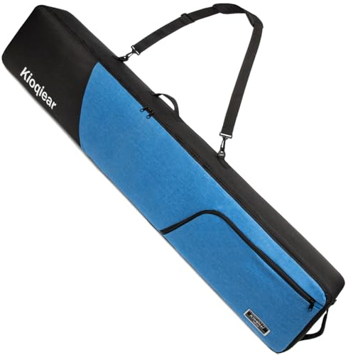 Kioqiear vadderad snowboardväska, perfekt för flygplansresor för snowboard, glasögon, handskar, skidor utomhuscamping, tillgänglig längd 155 cm 165 cm. (155.blå)