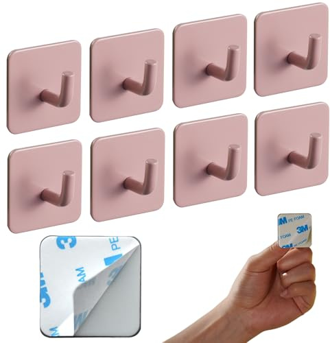 DEKAZIA® 8 Ganci Appendiabiti Bambini Rosa | Portabiti da Parete Cameretta | Appendiabiti Adesivi per Ingresso e Guardaroba