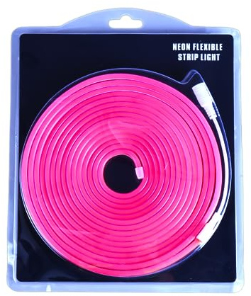 Jandei - Tira de Luz Led de Neón Flexible 12V, 5M 6x12mm 120 Leds/Metros. Color Rosa. Corte 2,5cm. Decoración Interiores y Exteriores, Hogar, Negocio, Rótulos...Transformador No Incluido